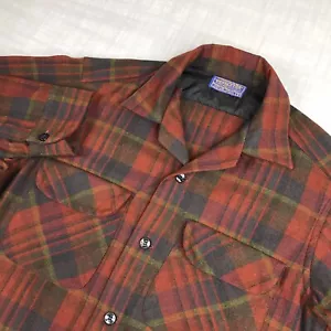 Vintage 50er Pendleton Herren KLEINES Bordhemd Wolle Schlaufenkragen Pattentasche hergestellt in den USA - Bild 1 von 16