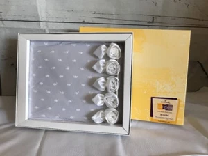 Hallmark Stories Wedding Guest Signature Book 35 Pages- New White Satin Roses - Picture 1 of 6