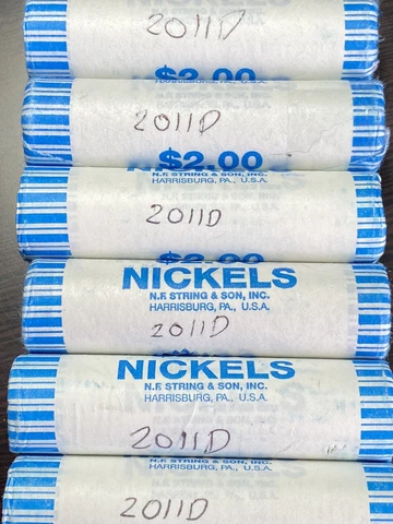 ORIGINAL BANK ROLL OF BU 2011-D JEFFERSON NICKELS!!! Cover