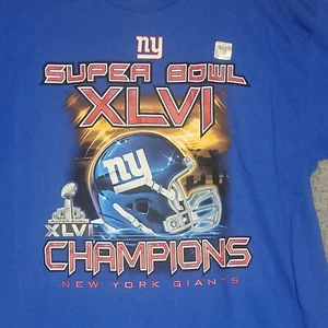New York Giants Shirt XL Super Bowl XLVI (46) Champions T-Shirt Size Royal Blue - Picture 1 of 8