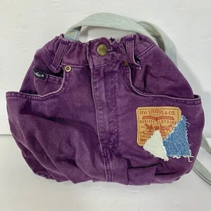 Cartera Denim Reciclada Elegante Jean Levi Patchwork Púrpura Única Bolso de Mano Boho - Imagen 1 de 9