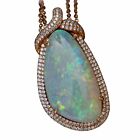 Natural Solid Crystal opal diamaond pendant necklace w/tourmaline TW71.8ct KG200