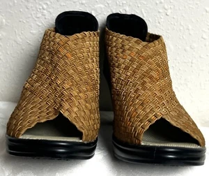 BERNIE MEV "Chesca" 40 Eur - 10 US BRONZE Woven Stretch ANKLE BOOT + 3" Heel - Picture 1 of 8