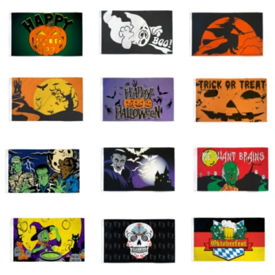 Halloween Flag 3x5ft Halloween Skull Halloween Witch Zombie - Image 1 of 2