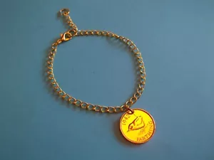 FARTHING COIN - BRONZE & GOLD CURB CHAIN PENDANT BRACELET - 1939 to 1955 - Picture 1 of 9