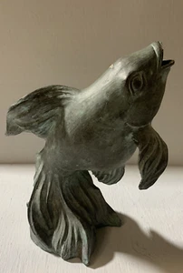 Scultura germoglio fontana giardino pesci koi bronzo giapponese - Foto 1 di 7