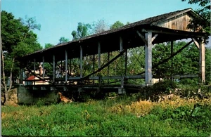 Postcard Montgomery Co. Germantown Ohio Covered Bridge Little Twin Creek Vintage - Picture 1 of 2