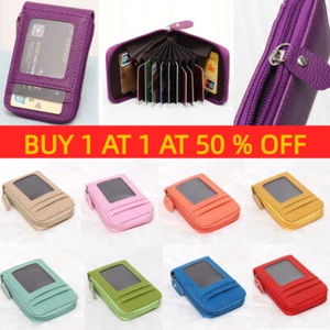 Leather RFID Card Holder Purse Women Men Outdoor Wallet Credit Card Organizer - Picture 1 of 20