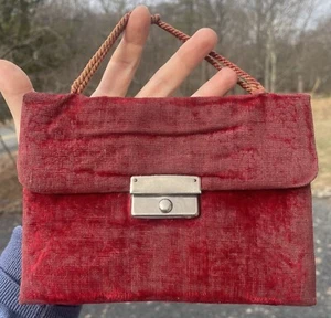 Antique Victorian Red Velvet English Make Sewing Case Kit - Picture 1 of 14