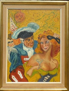 Desconocido Monogramista Carnaval Kostümfest Payaso Mujer Pintura Al Óleo - Bild 1 von 12