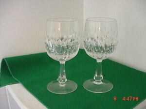 GORHAM CRYSTAL "CHANTILLY" (VERTICAL CUTS) WINE GLASS 5 1/2" SET OF 2 SIGNED