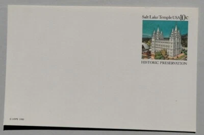Postal Stationery. Post Card. UNUSED. UX83. Salt Lake Temple. Historic Preservat - Image 1 of 3
