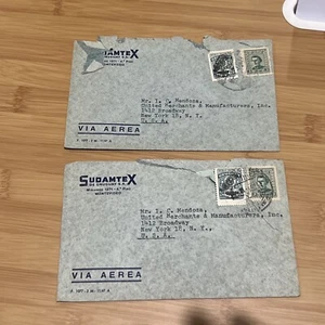 Uruguay To NYC NY USA 20th Century two Covers Air Mail #L36 - Picture 1 of 2