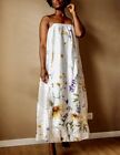 H&M HM Cream Floral LINEN BLEND DRESS A Meadow of Wildflowers Collection