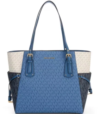 Nuevo con etiquetas Bolso de Mano Michael Kors Voyager East West Logo Dk Chambray Multi $298 LIQUIDACIÓN Foto 1 de 4