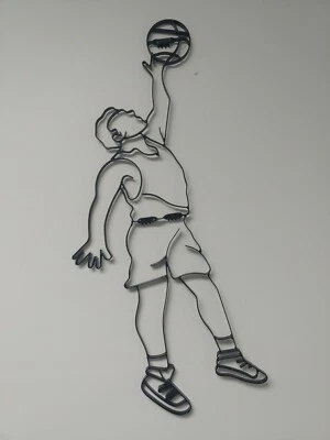 Escultura artística de metal grande de 33" jugador de baloncesto sala de juegos bar decoración colgante de pared Foto 1 de 4