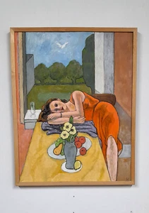 ROBERT FINCH American CONTEMPORARY woman still life landscape Gouache on paper - Picture 1 of 4