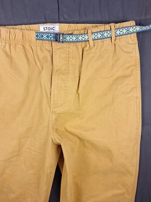 Stoic Belted Chino Pants Men’s XL Mustard Yellow Stretch Waist 36x28  - Image 1 of 4