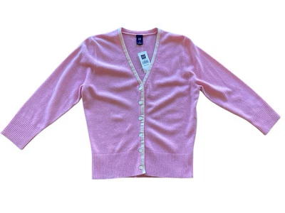 Cárdigan Suéter GAP Vintage Y2K Corderos Mezcla Lana Rosa Manga Mediana 3/4 Nuevo con Etiquetas Foto 1 de 3