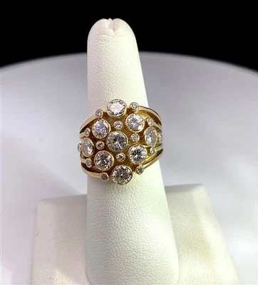 $17,750~¡HERMOSO ANILLO DE BURBUJAS FLOTANTES G/VS DIAMANTE DE DISEÑO 3.00CTW! Foto 1 de 4