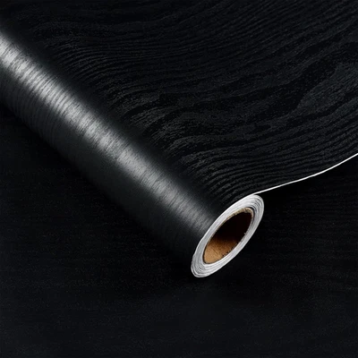 Black Wood Grain Wallpaper Contact Paper Peel And Stick Self Adhesive Vinyl Wrap - Image 1 of 4