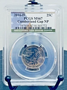 Washington Quarter Cumberland Gap 2016-D NP PCGS MS67 como nuevo 67 #81303772 - Imagen 1 de 2