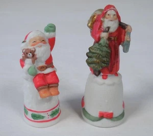 Enesco Vintage Porzellan Biskuit Fingerhut Konvolut 2 Weihnachtsmann Figuren - Bild 1 von 9