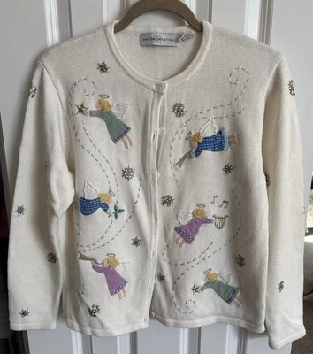 Suéter Navidad Cuentas Vacaciones Cárdigan Ángeles Snowfalkes Marisa Christina L Foto 1 de 4