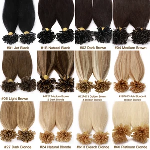 Premium Keratin Pre Bonded 100% Real Remy Human Hair Extensions Nail U Tip 300S - Picture 1 of 39