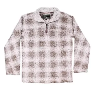True Grit Soft Tip Box Plaid Brown Shearling Pullover Jacket, Men’s Size Medium - Picture 1 of 5