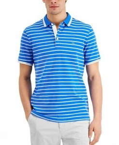 Michael Kors Men’s Cotton Polo Shirt XL NWT Blue Striped Designer Casual - Picture 1 of 5