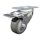 3.5 Inch Gray Polyurethane Wheel Swivel Top Plate Caster with Total Lock Brake