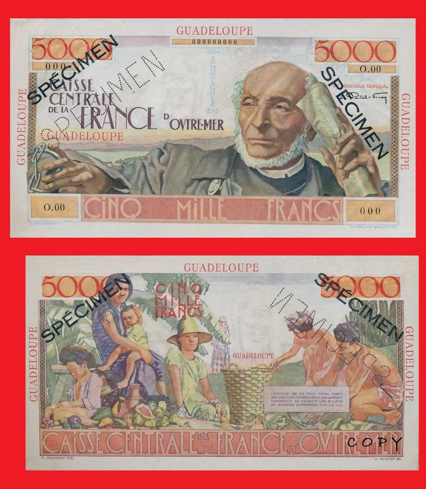 Guadalupe 5000 Francos ND ESPÉCIMEN - Copia  Foto 1 de 1