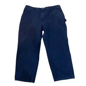Carhartt Carpenter Canvas Cotton Work Pants Men's Size 44x30 *READ* Navy Blue - Picture 1 of 5