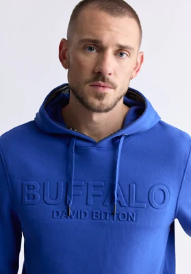 Sudadera con Capucha Buffalo David Bitton Fadol Logo Repujado Azul Para Hombre Talla L Foto 1 de 4