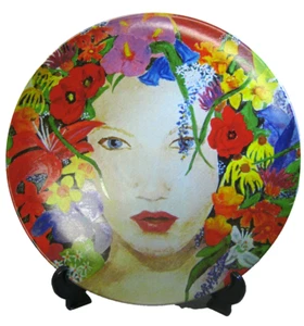 Huge Blossom flower girl decorative plate and stand (35.5 cm diameter) - Picture 1 of 8