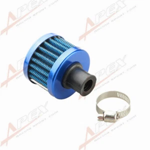 12mm 1/2" Air Intake Crankcase Breather Filter Valve Cover Catch Tank Blue - Picture 1 of 5