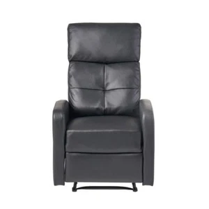 Noble House Recliner 40"H Faux Leather Wall Hugger Glider Plastic Frame Black - Picture 1 of 12