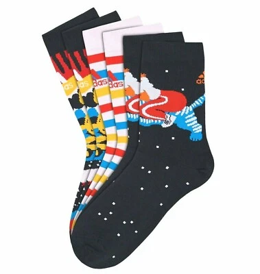 ADIDAS 3 Pairs Egle Z Novelty Graphic Sport Crew Socks Mens 6.5 -8 / Women7 -8.5 - Image 1 of 4