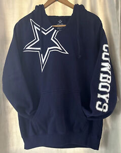 DALLAS COWBOYS AUTHENTIC Women's Blue Drawstring Hooded Sweater Large