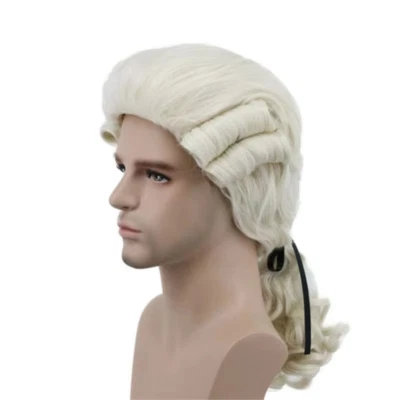 Judge Lawyer Barroco Cosplay Peluca Rizada Blanco Gris Negro Peluca Histórica + Gorra Peluca Foto 1 de 4