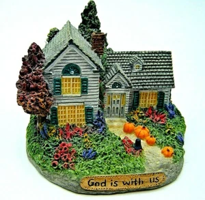 Collectible Vintage Thomas Kinkade Cottage Figurine Miniature "God Is With Us" - Picture 1 of 8