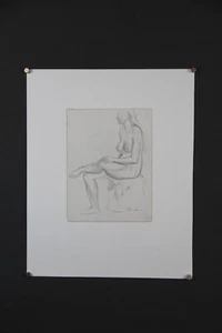 Otto Fuchs Aktzeichnung Dachauer Maler Akt Zeichnung Frau sitzend - Picture 1 of 5