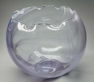 Vintage MURANO LAVORAZIONE ARTE, italienische Kunst, lila Wirbel große runde Vase  - Bild 1 von 8