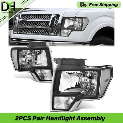 PAIR/2PCS Halogen Headlight Headlamp Assembly For Ford F-150 F150 Pickup 2009-14 - Image 1 of 4