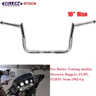 Rise 10" Meathook Ape 1/4" Bar Handlebar For Harley Touring Street Glide 86-23 - Image 1 of 4