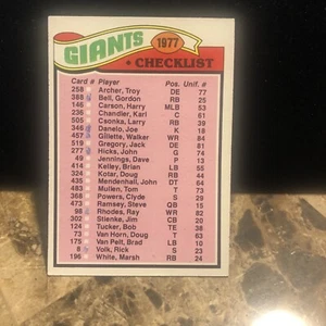 1977 Topps NFL Football Giants Checklist Marked - Picture 1 of 2