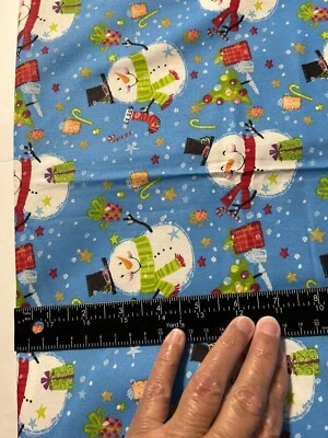 2 Yards Cotton Fabric Novelty Snowman Christmas Quilting Ellen Toohey 44” Wide - Image 1 of 3