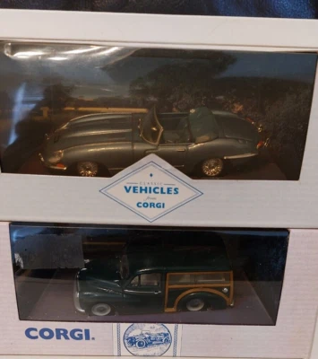 Corgi Classic Vehicles  Jaguar E Type Open Top & Morris Minor traveller v/g cond - Image 1 of 4