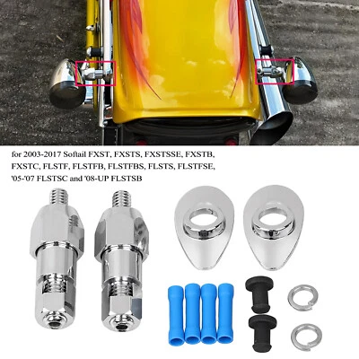 Chrome Rear Turn Signal Relocation Mount Kit For Harley Fat Boy FLSTF 2003-2017 Foto 1 de 4